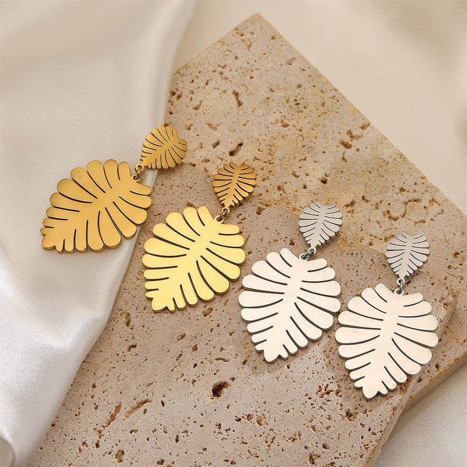 Etched stainless steel earrings